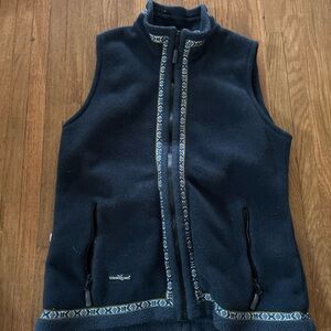 Women's Wintergreen Navy Fleece Vest with Trim